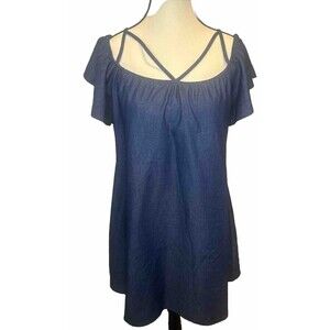 Cavenders Rockin C Women's Blue DENIM Off Shoulder Dress Size Medium NWT